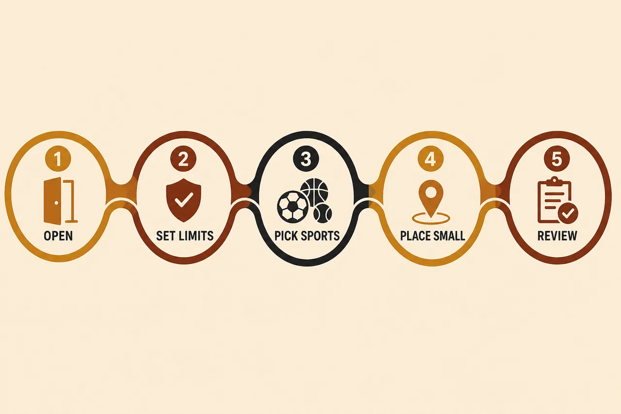 Five step journey infographic for a safer sports betting first month